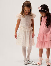 Gracie Pearl Embellished Skirt, White (WARM IVORY), large