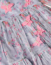 Baby Butterfly Mesh Floral Print Dress, Grey (GREY), large