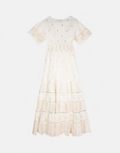 Piti Cuiti Embellished Short Sleeve Maxi Dress, White (WHITE), large