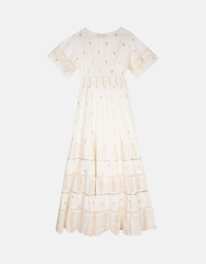 Piti Cuiti Embellished Short Sleeve Maxi Dress, White (WHITE), large