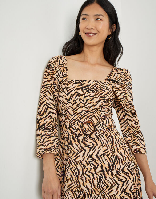 Angelina Animal Square Neck Dress , Camel (CAMEL), large