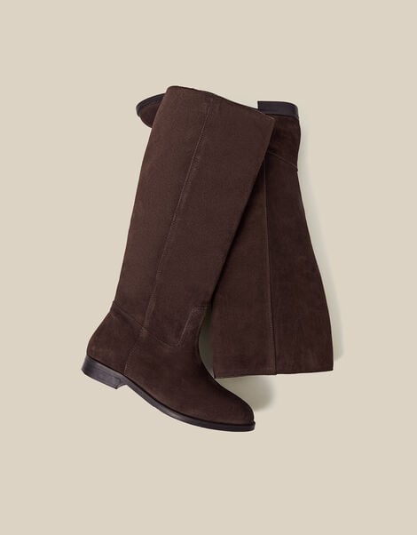 Jean Suede Knee High Boots, Brown (CHOCOLATE), large