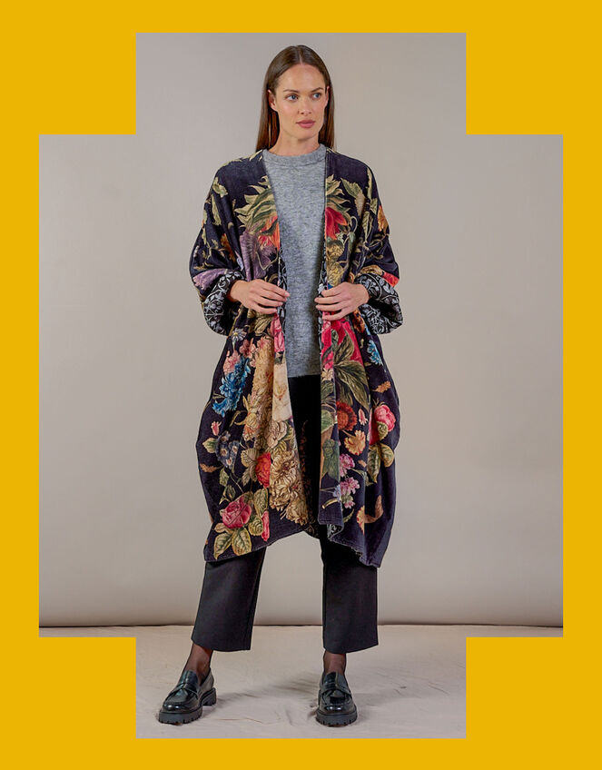 One Hundred Stars Primula Long Velvet Jacket, , large