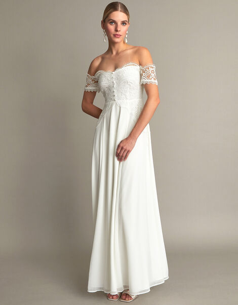 Maddie Off-Shoulder Wedding Dress, Ivory (IVORY), large