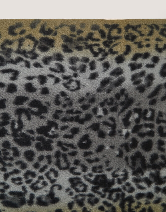 Archi Animal Print Tassel Scarf, Grey (GREY), large