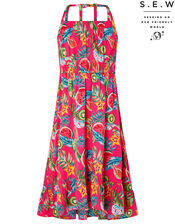 Inna Fruit Print Dress in Recycled Polyester, Pink (PINK), large