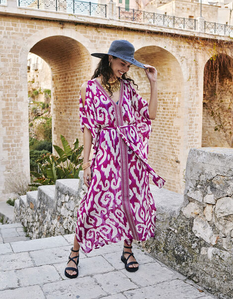 Ikat Print Maxi Kaftan, VIOLET, large