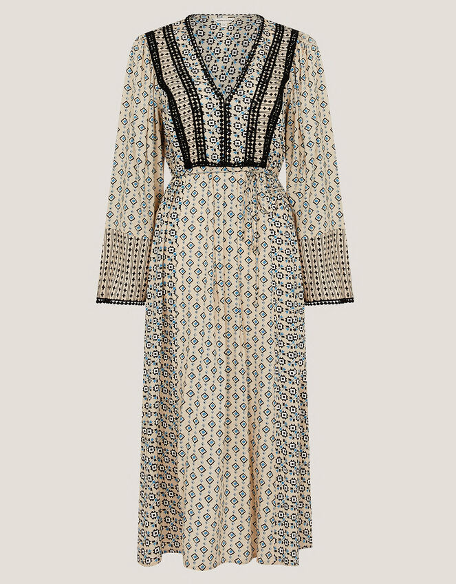 Jemmie Print Long Sleeve Midi Dress, Ivory (IVORY), large