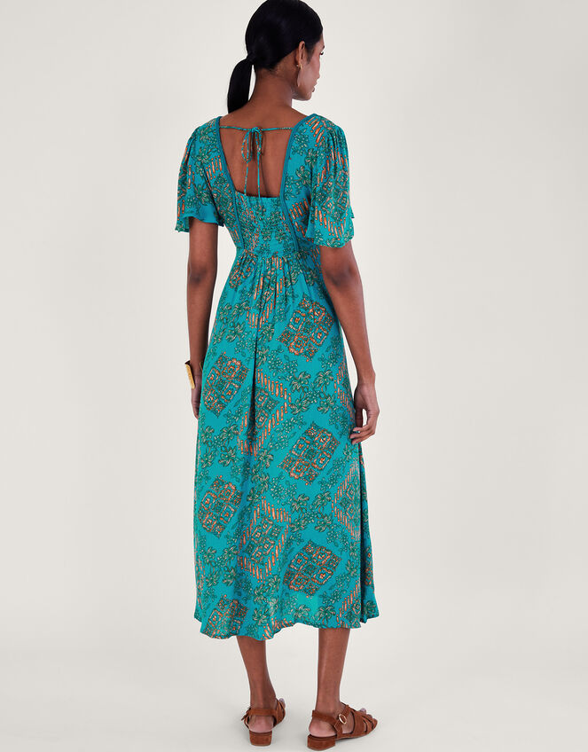 Print Midi Dress, Blue (TURQUOISE), large