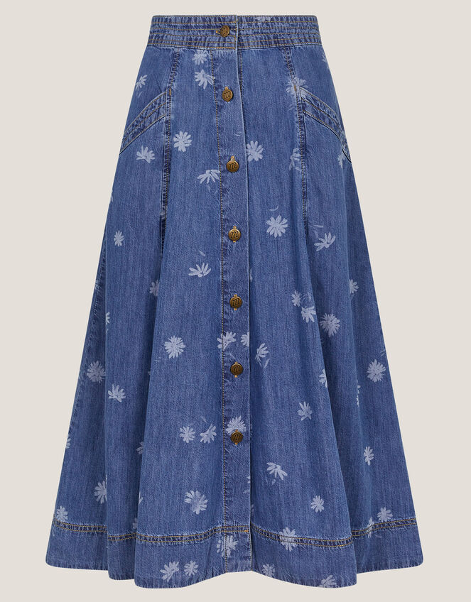 Harper Denim Daisy Midi Skirt, Blue (DENIM BLUE), large