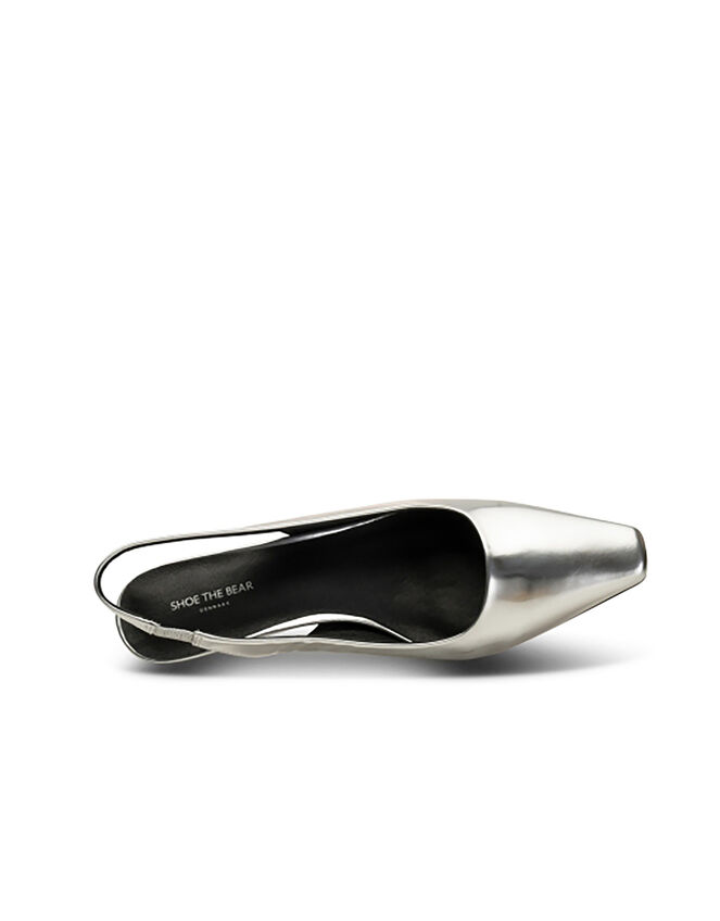 Shoe The Bear Metallic Slingback Kitten Heels, Silver (SILVER), large