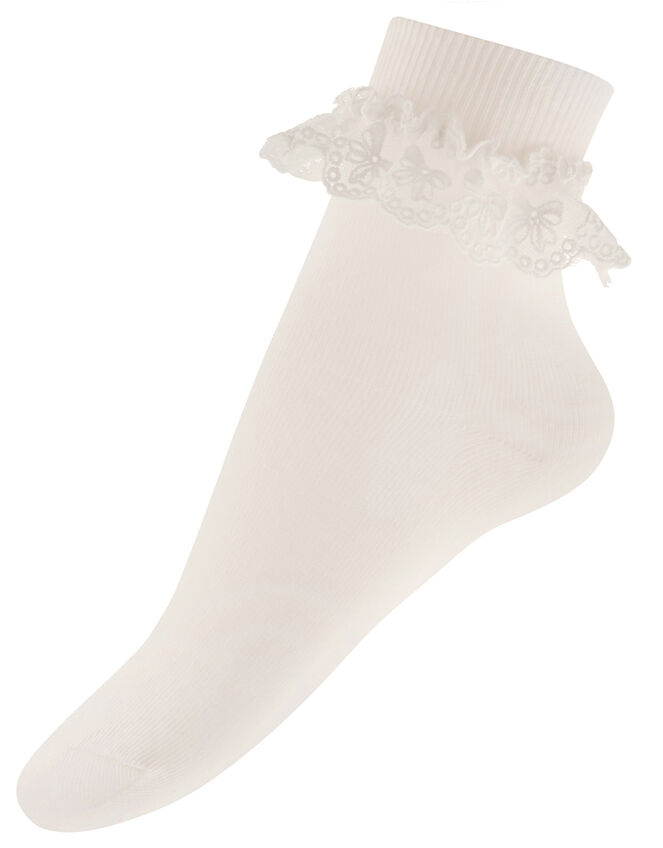 Olivia Bow Lace Sock, Ivory (IVORY), large