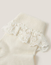 Olivia Bow Lace Socks, Ivory (IVORY), large