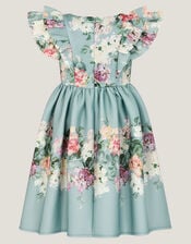 Cassie Floral Print Ruffle Dress, Green (SAGE), large