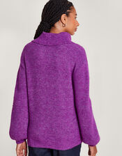 Super-Soft Rib Splice Neck Jumper, Purple (PURPLE), large