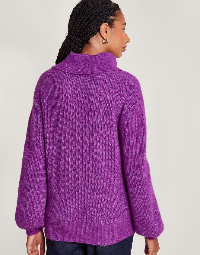 Super-Soft Rib Splice Neck Jumper, Purple (PURPLE), large