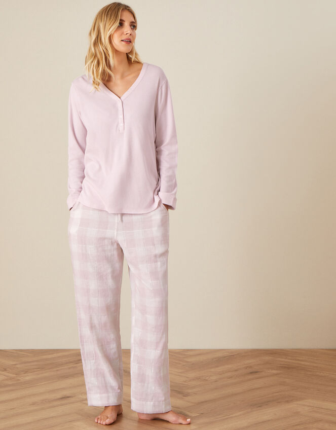 V-Neck Waffle Jersey Top, Pink (BLUSH), large