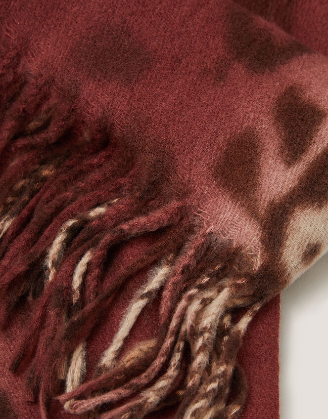 Archi Animal Print Tassel Scarf, Natural (NEUTRAL), large