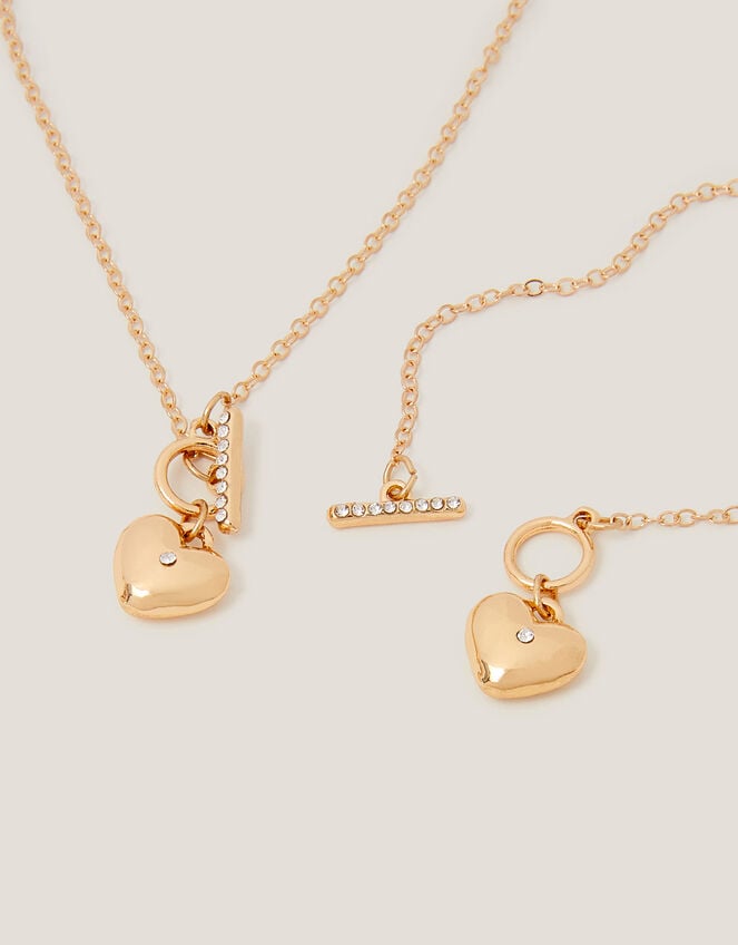 Diamanté Heart Necklace & Bracelet Set, , large