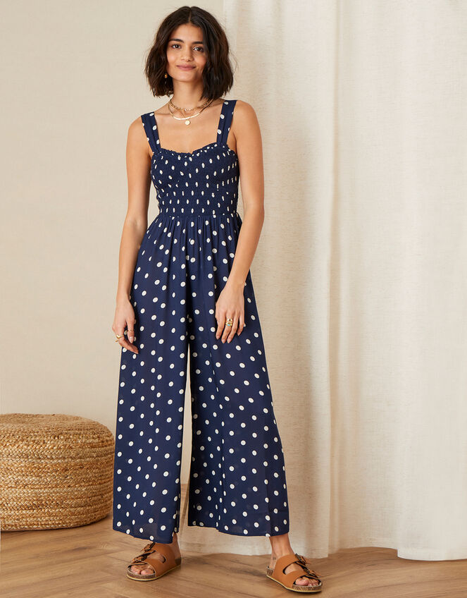 Hector Polka Dot Jumpsuit, Blue (NAVY), large