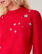 Erika Gemstone Embellished Sweater, Red (RED), large