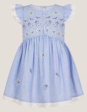 Baby Seashell Embroidered Dress, Blue (BLUE), large