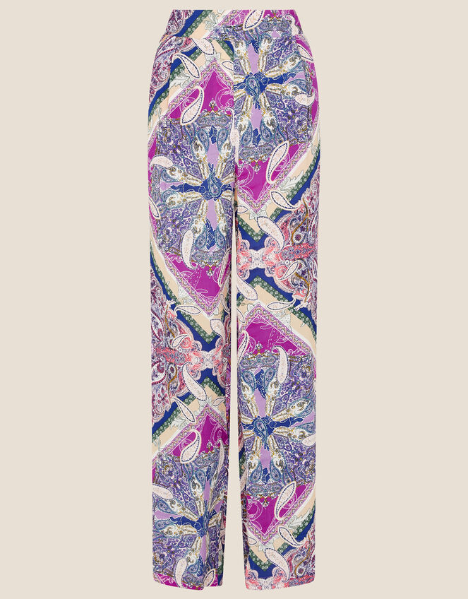 Paisley Tile Print Wide Leg Trousers, Pink (PINK), large