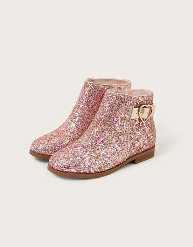 Stardust Heart Buckle Ankle Boots, Pink (PINK), large