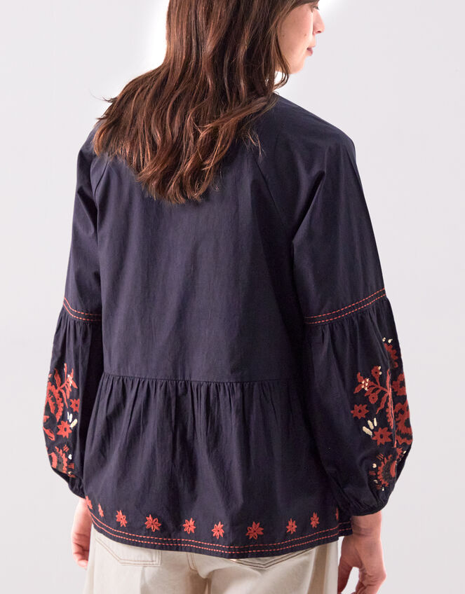 East Cerza Embroidered Top, Gray (CHARCOAL), large