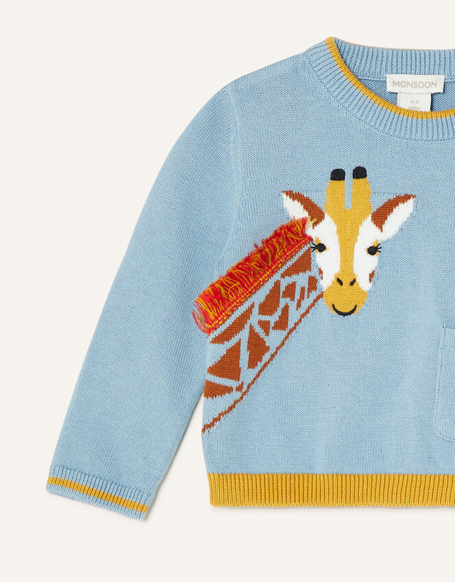 Newborn Giraffe Knit Set, Blue (BLUE), large