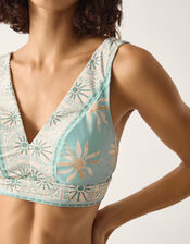 Tashie Sun Print Bikini Top, Blue (AQUA), large