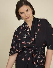 Tallulah and Hope Print Tie Dress, Black (BLACK), large