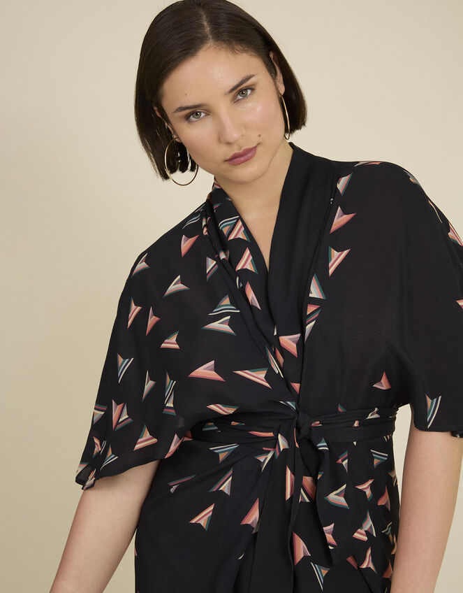 Tallulah and Hope Print Tie Dress, Black (BLACK), large