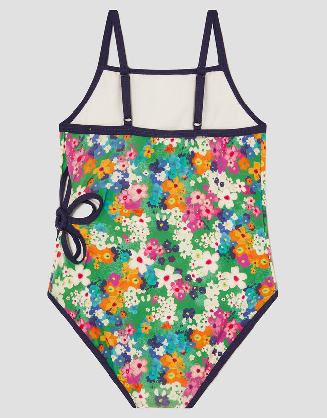 Floral Print Cut-Out Swimsuit, Green (GREEN), large