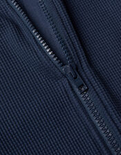 Textured Zip Through Hoody , Blue (NAVY), large