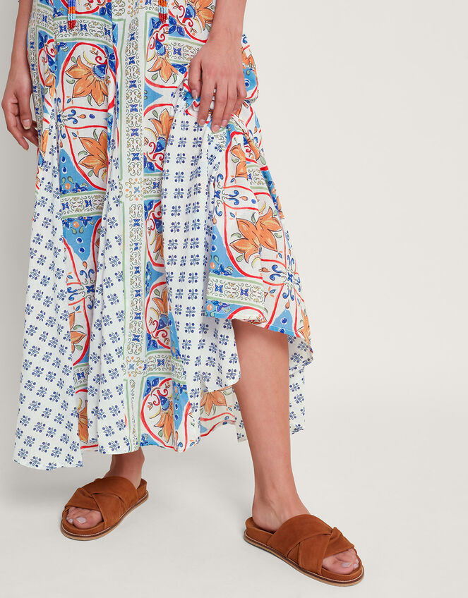 Riviera Godet Dress, Blue (BLUE), large