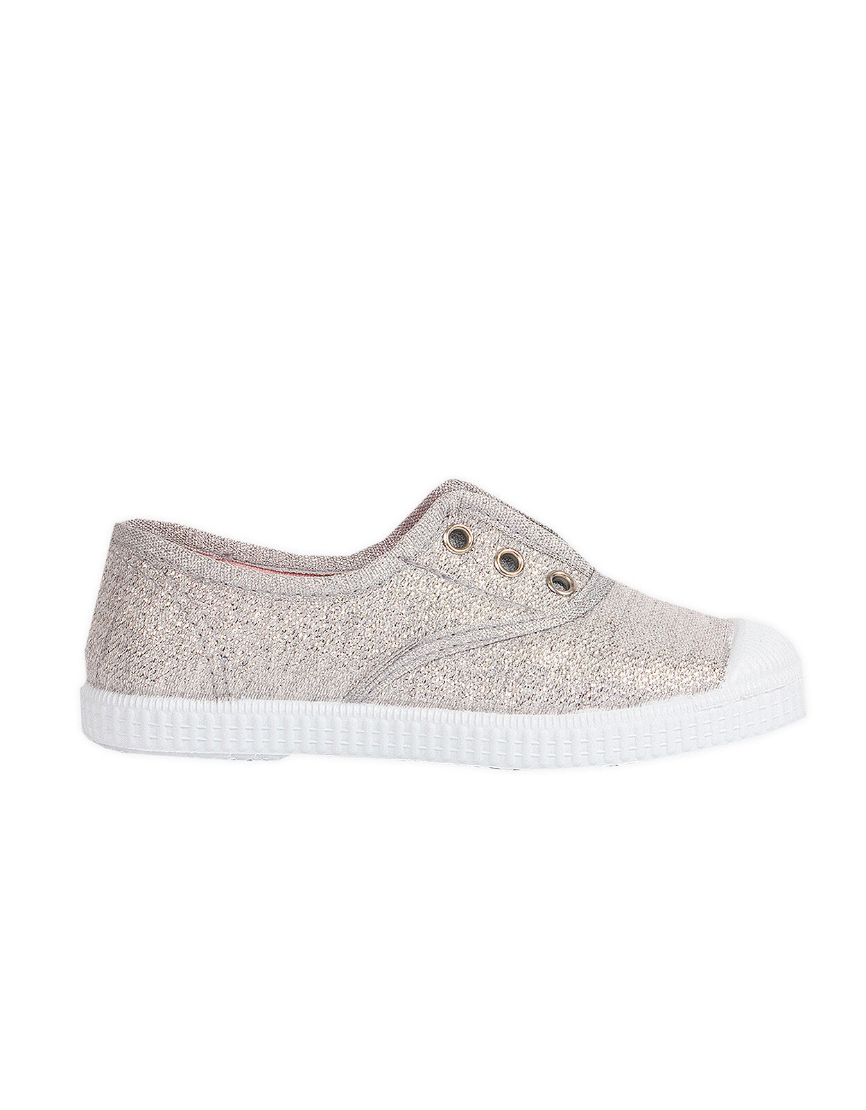 Hampton Canvas Plum Plimsolls Silver