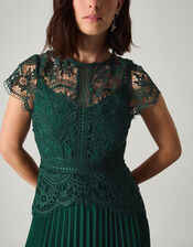 Monica Lace Pleated Bridesmaid Dress, Green (DARK GREEN), large