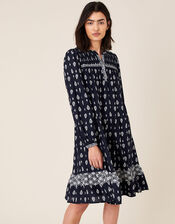 Heritage Print Dress in LENZING™ ECOVERO™, Blue (NAVY), large