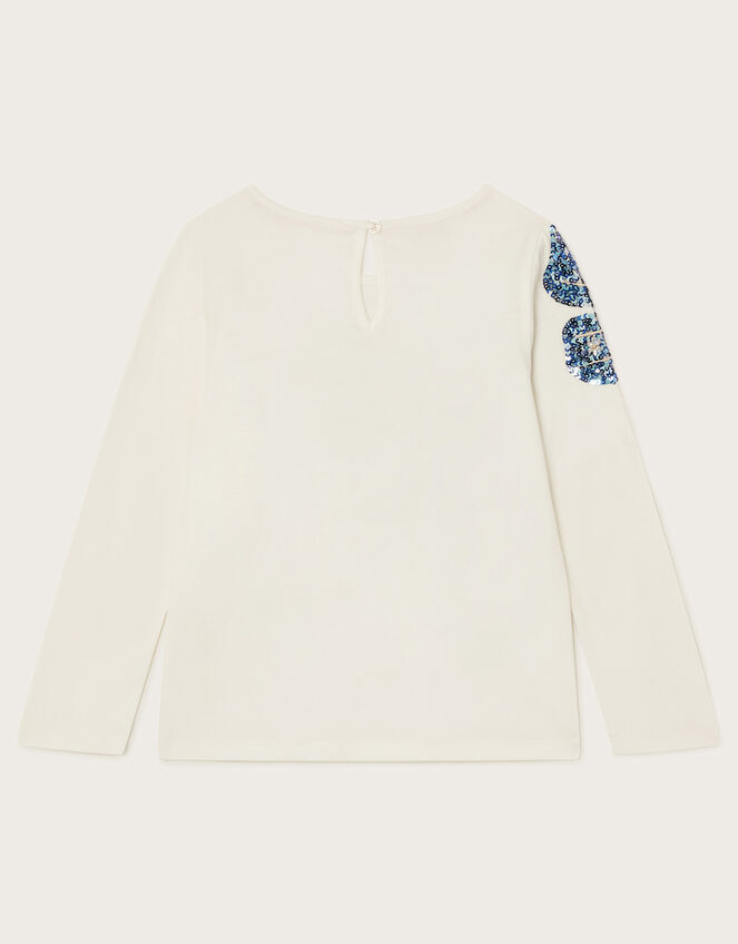 Sequin Bow Long Sleeve Top, Ivory (IVORY), large