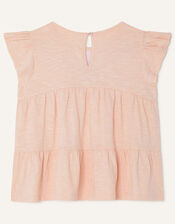 Butterfly Sequin Neckline T-Shirt, Pink (PINK), large