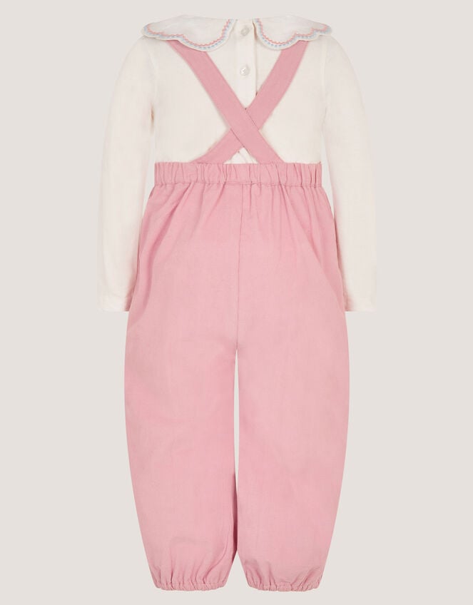 Baby Mon Cheri Embroidered Dungaree & Top Set, Pink (PINK), large