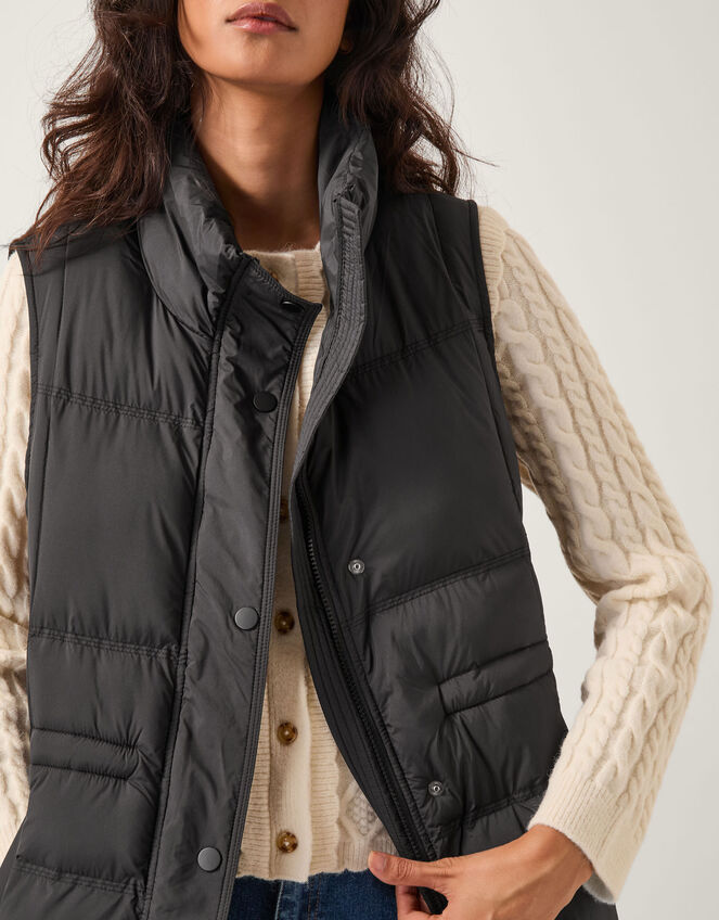 Nelly Long Padded Gilet, Black (BLACK), large