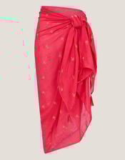 Ivy Palm Embroidered Sarong, Orange (CORAL), large