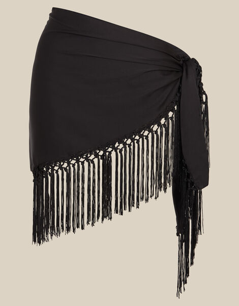 Deyla Satin Fringe Shawl, , large