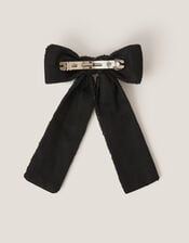 Beaded Bow Hair Clip, Black (BLACK), large