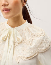 Cora Lace Collar Blouse, Ivory (IVORY), large