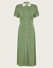 Clea Spot Jersey Midi Dress, Green (GREEN), large