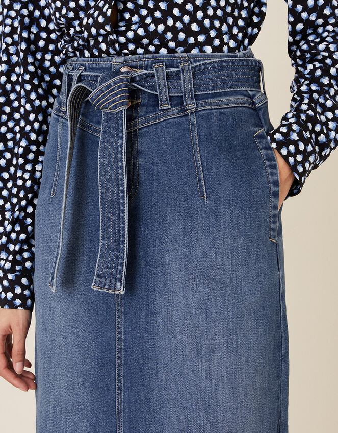 Straight Denim Midi Skirt, Blue (DENIM BLUE), large