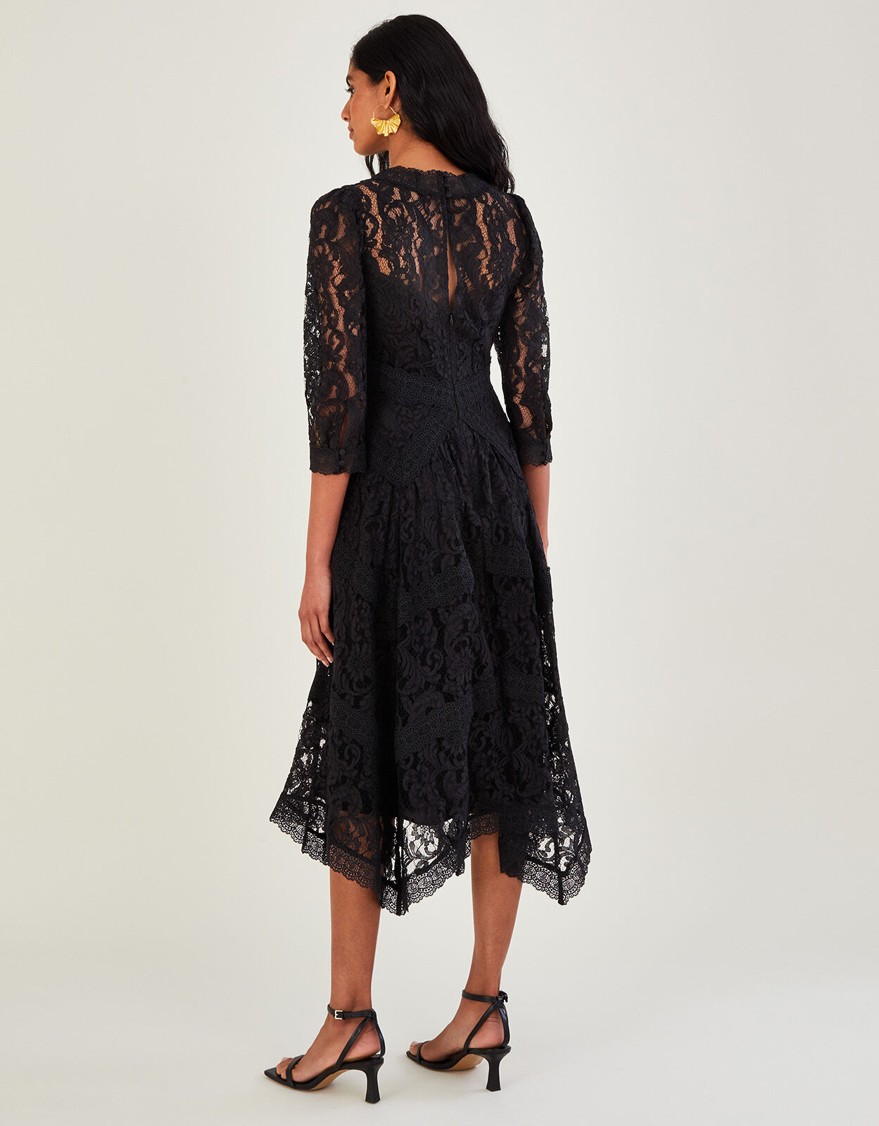 Ellen Lace Hanky Hem Dress Black Evening Dresses Monsoon ROI